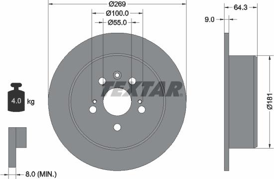 Textar 92090700 - Bremžu diski adetalas.lv