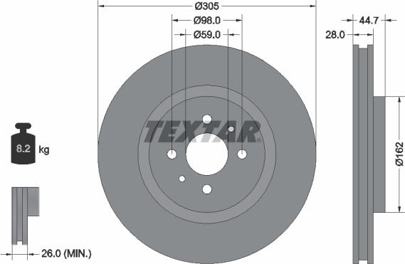 Textar 92092900 - Bremžu diski adetalas.lv