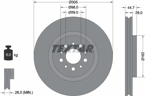 Textar 92092700 - Bremžu diski adetalas.lv