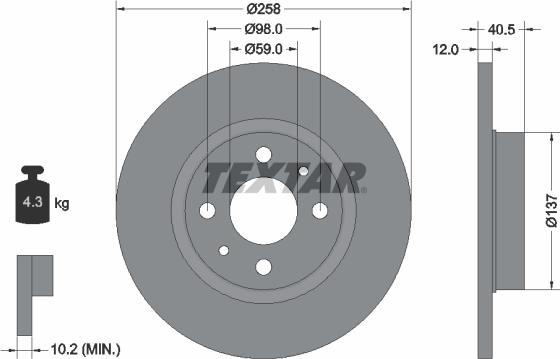 Textar 92041500 - Bremžu diski adetalas.lv