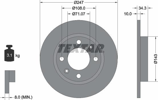 Textar 92048200 - Bremžu diski adetalas.lv