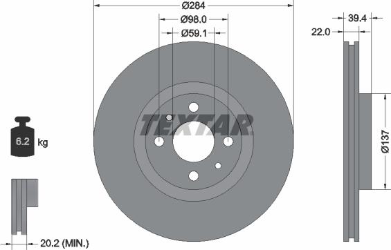 Textar 92055200 - Bremžu diski adetalas.lv