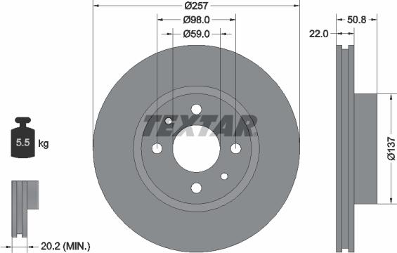 Textar 92052100 - Bremžu diski adetalas.lv