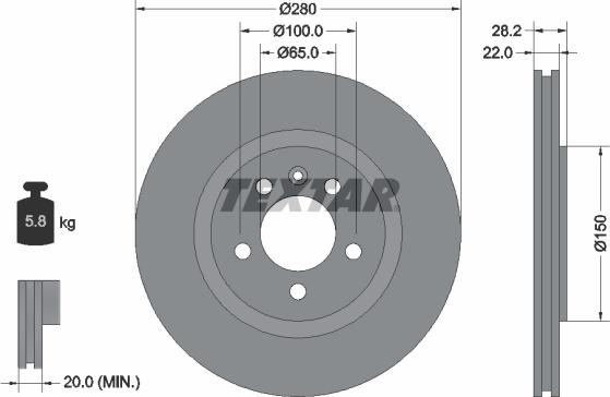 Textar 92057100 - Bremžu diski adetalas.lv