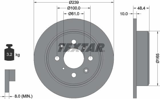 Textar 92060800 - Bremžu diski adetalas.lv