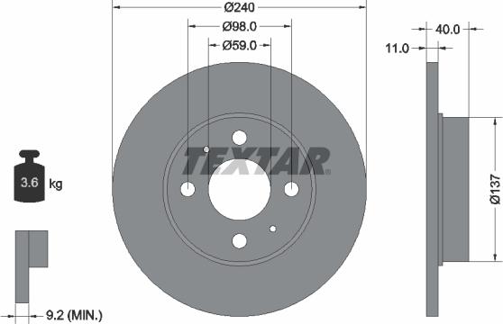 Textar 92061105 - Bremžu diski adetalas.lv