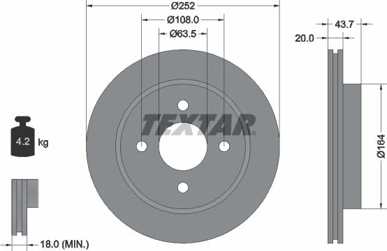 Textar 92063603 - Bremžu diski adetalas.lv