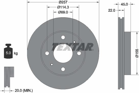 Textar 92062800 - Bremžu diski adetalas.lv