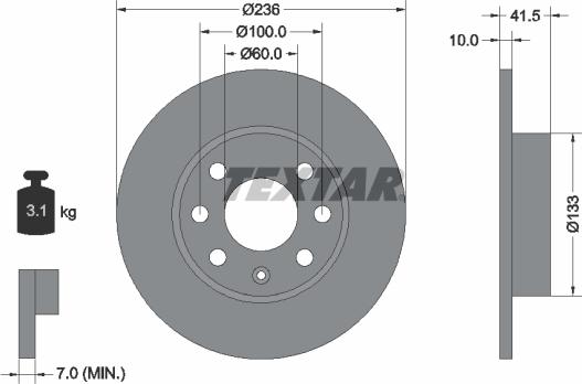 Textar 92020800 - Bremžu diski adetalas.lv