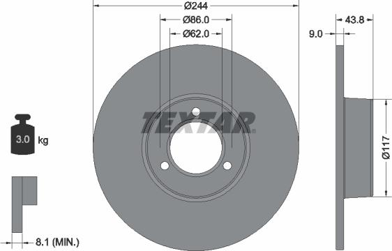 Textar 92022100 - Bremžu diski adetalas.lv