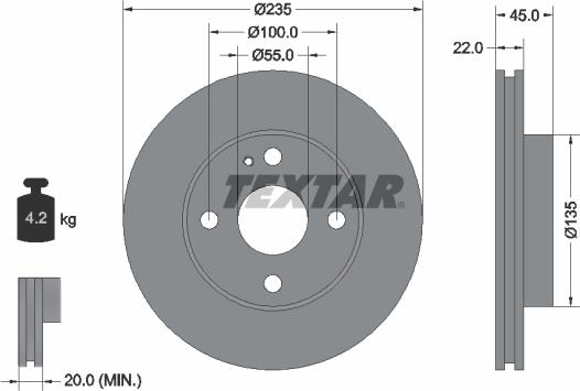 Textar 92071500 - Bremžu diski adetalas.lv