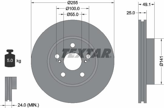 Textar 92077400 - Bremžu diski adetalas.lv