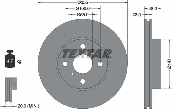 Textar 92077203 - Bremžu diski adetalas.lv