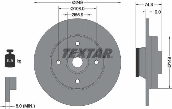 Textar 92194100 - Bremžu diski adetalas.lv