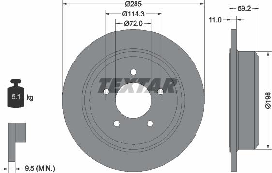 Textar 92169403 - Bremžu diski adetalas.lv