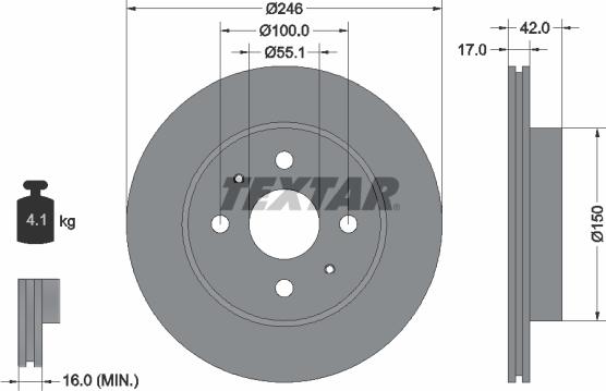 Textar 92165600 - Bremžu diski adetalas.lv