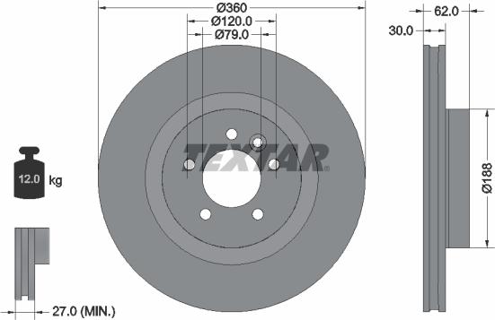 Textar 92162000 - Bremžu diski adetalas.lv