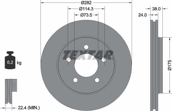 Textar 92108700 - Bremžu diski adetalas.lv