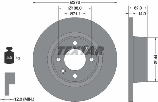 Textar 92107900 - Bremžu diski adetalas.lv