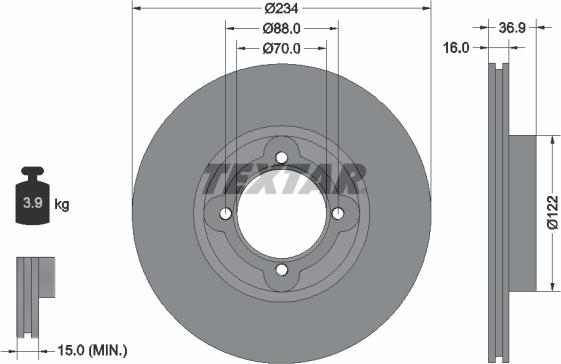 Textar 92114000 - Bremžu diski adetalas.lv