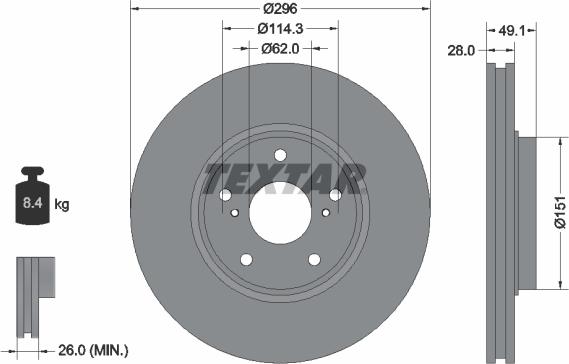 Textar 92185403 - Bremžu diski adetalas.lv