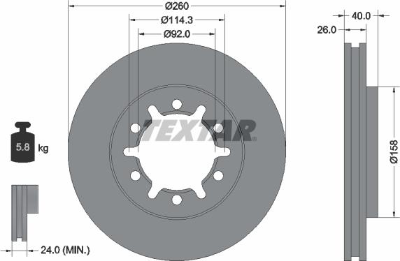 Textar 92186103 - Bremžu diski adetalas.lv