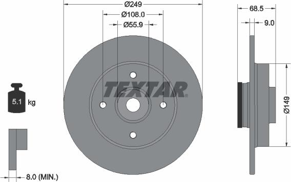 Textar 92133300 - Bremžu diski adetalas.lv