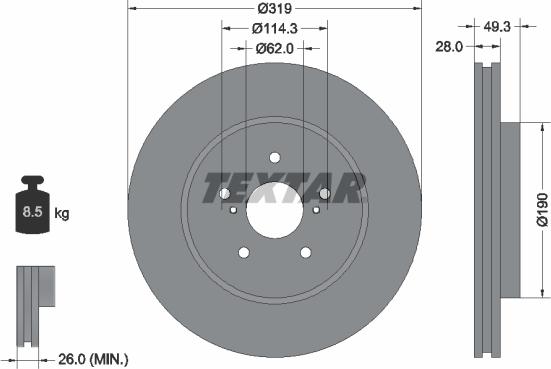 Textar 92171503 - Bremžu diski adetalas.lv