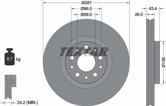 Textar 92304803 - Bremžu diski adetalas.lv