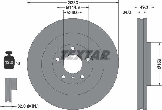 Textar 92336003 - Bremžu diski adetalas.lv