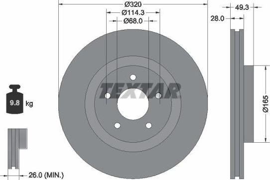 Textar 92299403 - Bremžu diski adetalas.lv