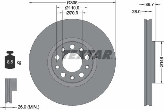 Textar 92293903 - Bremžu diski adetalas.lv