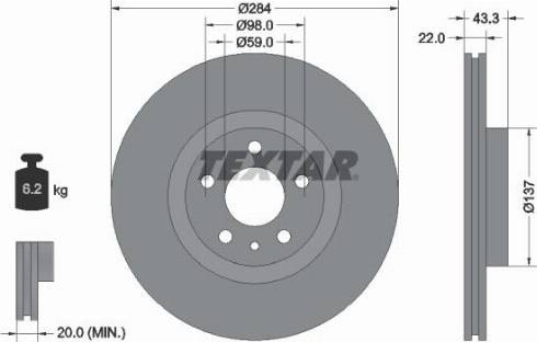 Textar 92252800 - Bremžu diski adetalas.lv