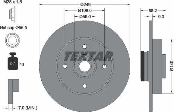 Textar 92202100 - Bremžu diski adetalas.lv