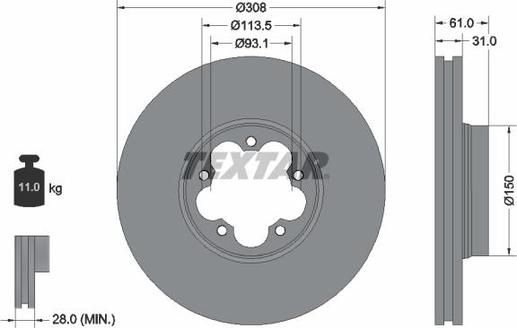 Textar 92274303 - Bremžu diski adetalas.lv