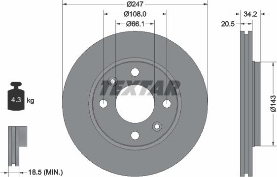 Textar 92043103 - Bremžu diski adetalas.lv