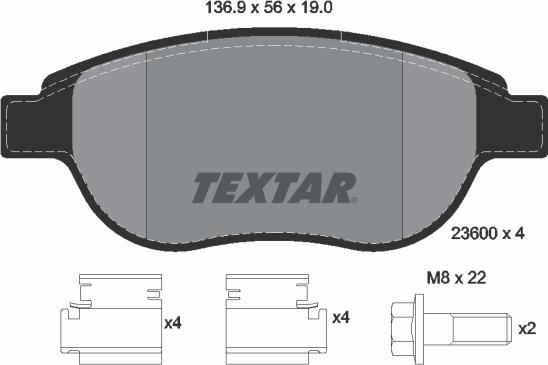 Textar 89007600 - Bremžu komplekts, Disku bremzes adetalas.lv