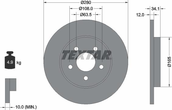 Textar 92109700 - Bremžu diski adetalas.lv