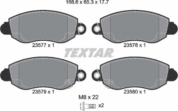 Textar 89007200 - Bremžu komplekts, Disku bremzes adetalas.lv