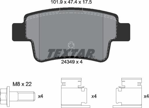 Textar 89017800 - Bremžu komplekts, Disku bremzes adetalas.lv