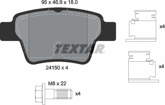 Textar 89017700 - Bremžu komplekts, Disku bremzes adetalas.lv