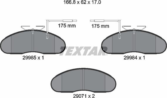 Textar 2998501 - Bremžu uzliku kompl., Disku bremzes adetalas.lv