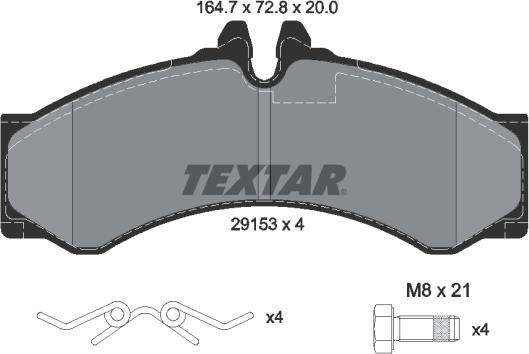 Textar 2915301 - Bremžu uzliku kompl., Disku bremzes adetalas.lv