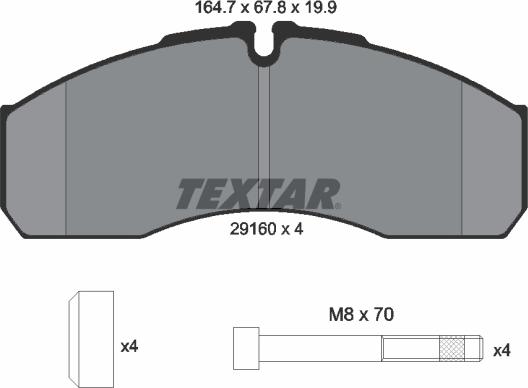 Textar 2916004 - Bremžu uzliku kompl., Disku bremzes adetalas.lv