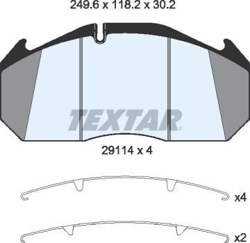 Textar 2911401 - Bremžu uzliku kompl., Disku bremzes adetalas.lv