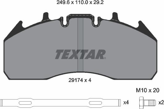 Textar 2917401 - Bremžu uzliku kompl., Disku bremzes adetalas.lv