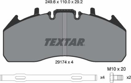 Textar 29174 292 2 4 T7400 - Bremžu uzliku kompl., Disku bremzes adetalas.lv