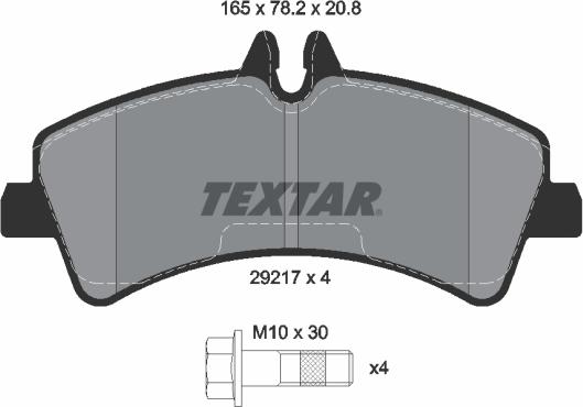 Textar 2921702 - Bremžu uzliku kompl., Disku bremzes adetalas.lv