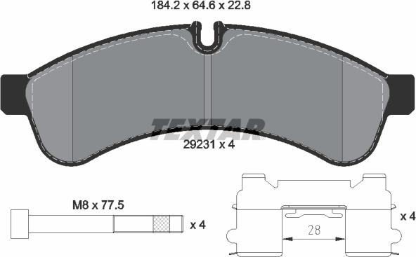 Textar 2923101 - Bremžu uzliku kompl., Disku bremzes adetalas.lv