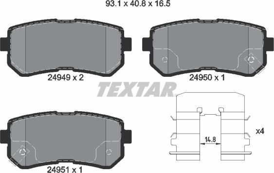 Textar 2494901 - Bremžu uzliku kompl., Disku bremzes adetalas.lv